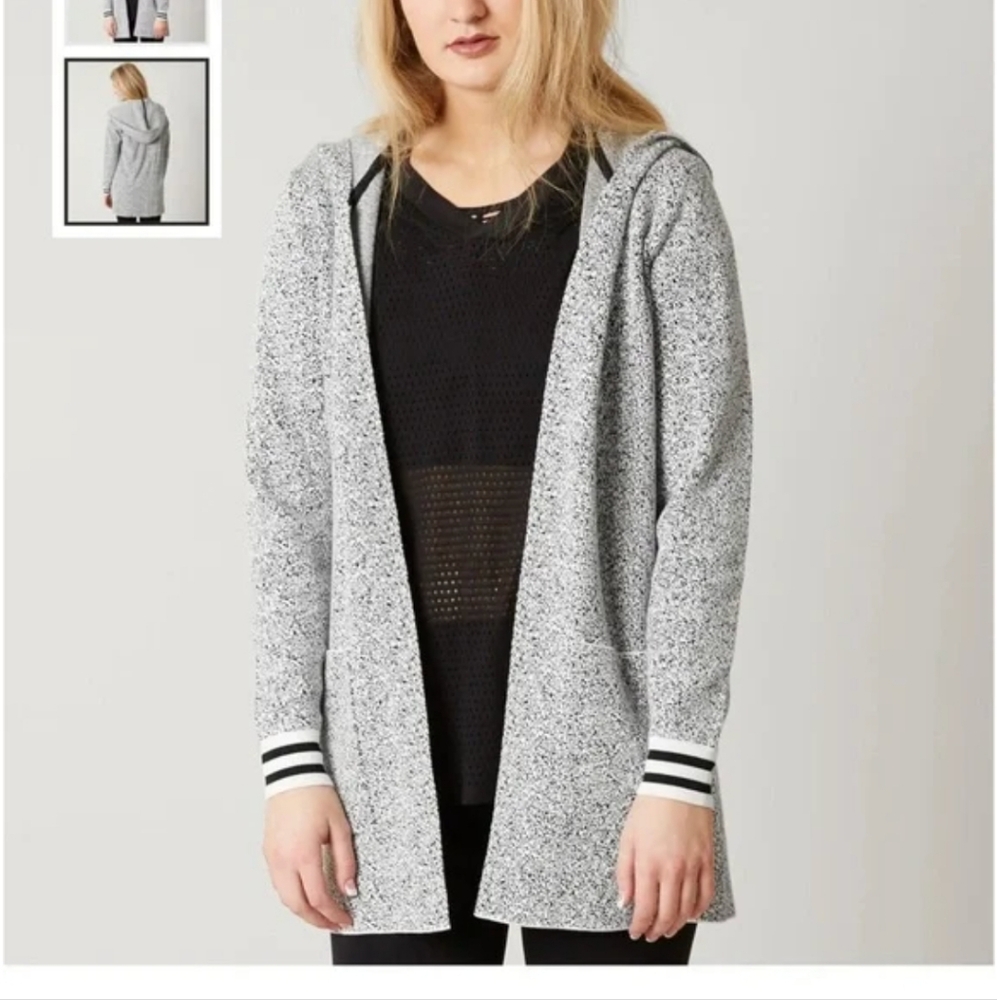 5/25$ Bench Women's Black and Gray Hooded Cardigan